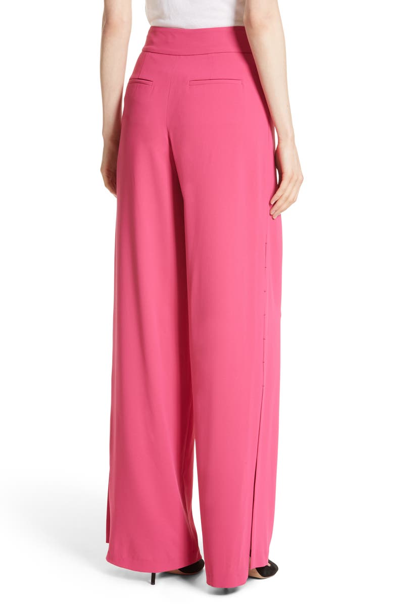 Alice + Olivia Shavon High Waist Side Slit Flare Pants, Alternate, color,