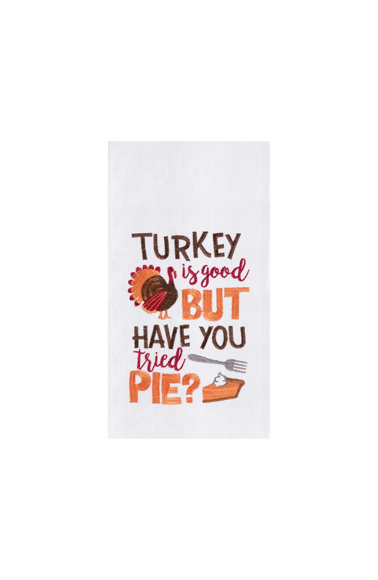 C&F Home Turkey And Pie Flour Sack Kitchen Dishtowel, Main, color, White