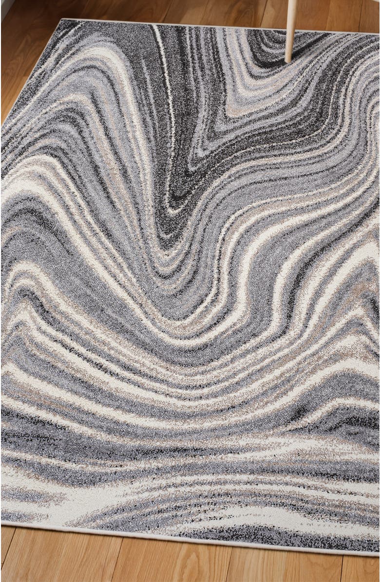 JONATHAN Y Eleni Contemporary Glam Abstract Marble Area Rug, Alternate, color, Charcoal/Cream