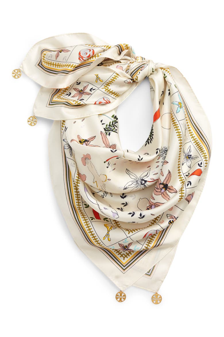 Sylvan Silk Square Scarf, Alternate, color, IVORY