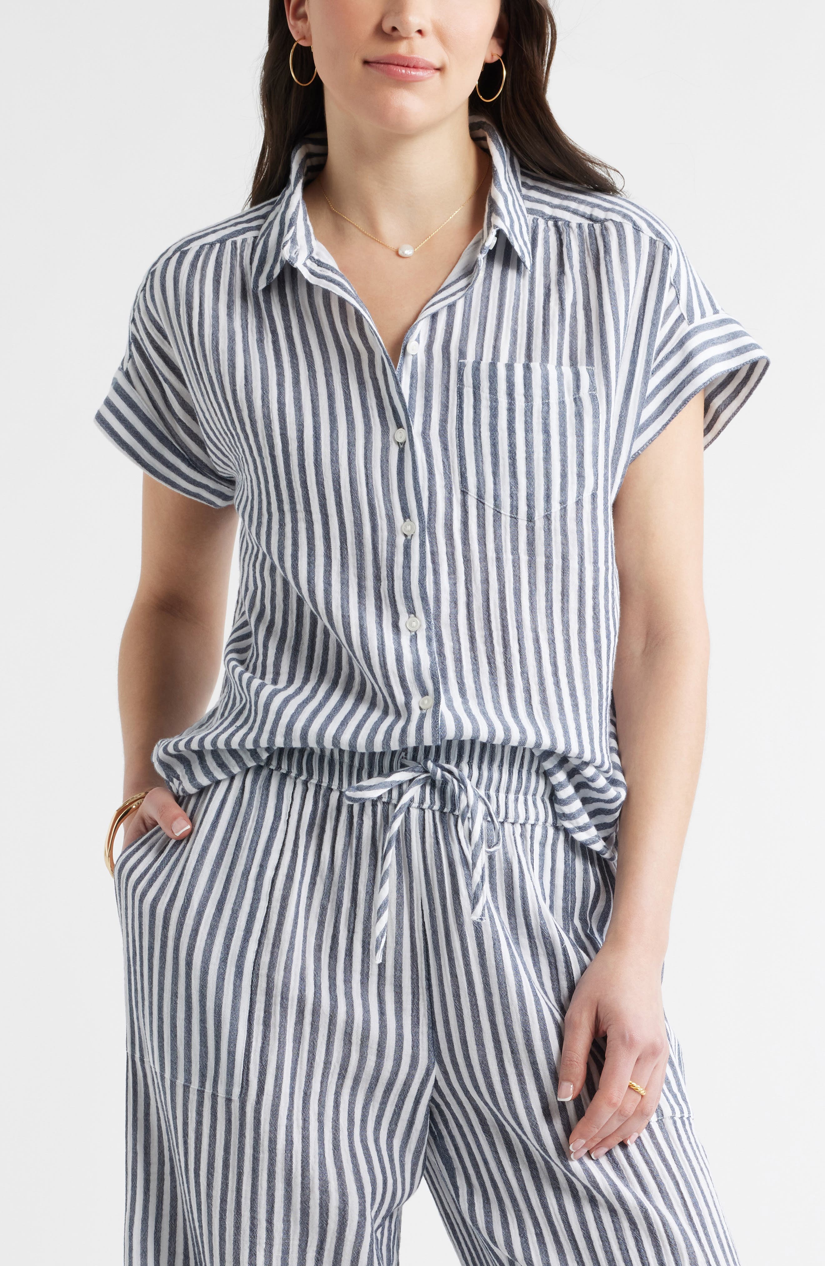 Cotton Gauze Button-Up Shirt - image 5