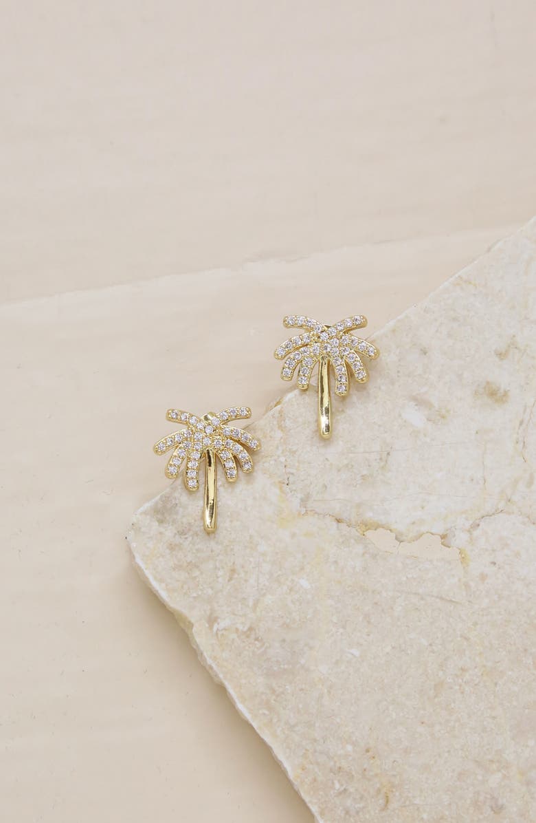 Ettika Crystal Palm Tree Stud Earrings, Alternate, color,