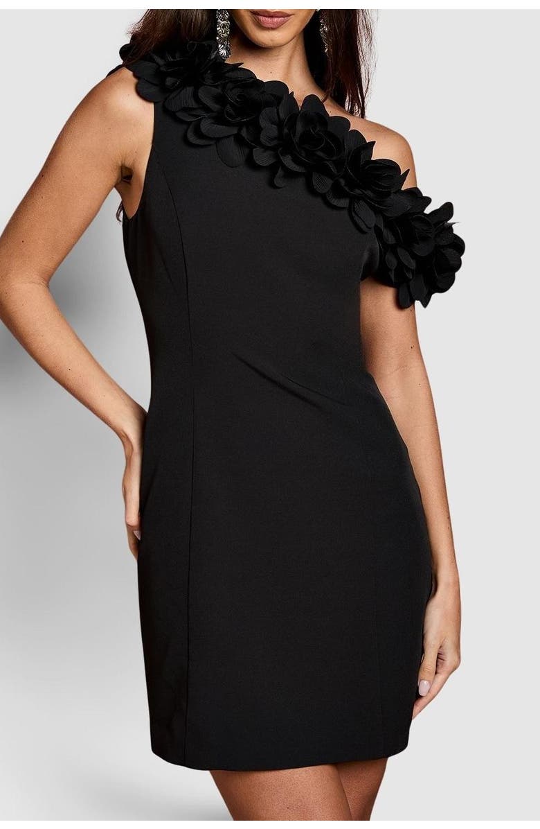 Coast 3d Floral One Shoulder Mini Dress, Alternate, color, Black