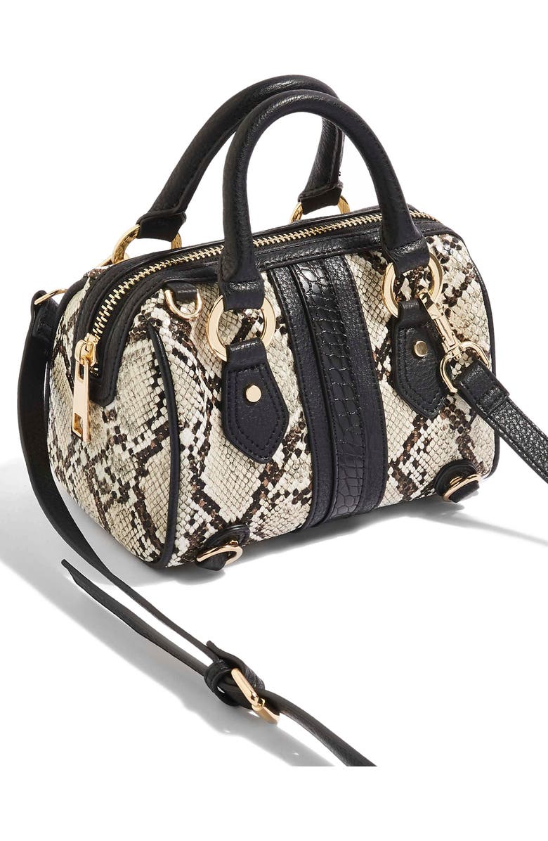 Topshop Faux Snakeskin Bowler Bag, Alternate, color,