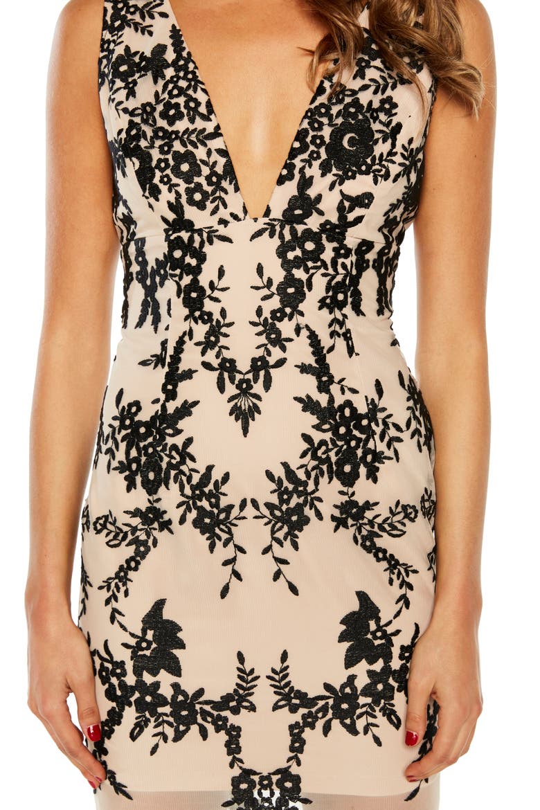 Floral Embroidered Sheath Dress, Alternate, color, BLACK