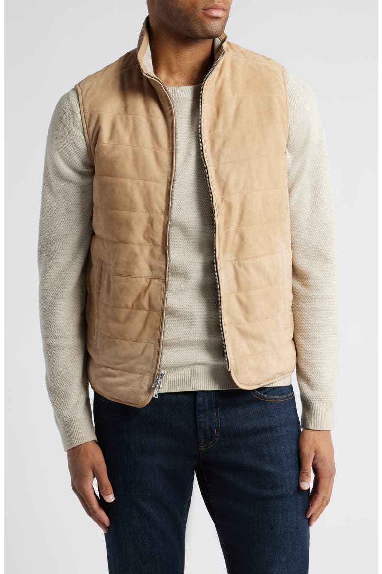 Crafted Featherweight Quilted Leather Vest, Main, color, SAND