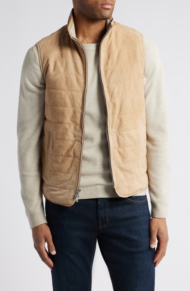 Peter Millar Crafted Featherweight Quilted Leather Vest, Main, color, 