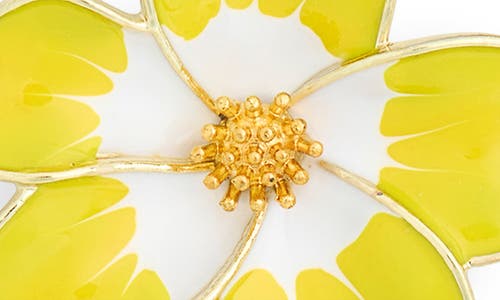 Eye Candy Los Angeles Gloria Cubic Zirconia & Enamel Floral Drop Earrings In Yellow/white