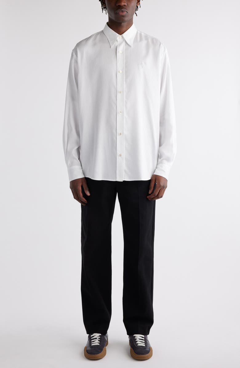 Acne Studios Tonal Pinstripe Lyocell Button-Up Shirt, Alternate, color, 