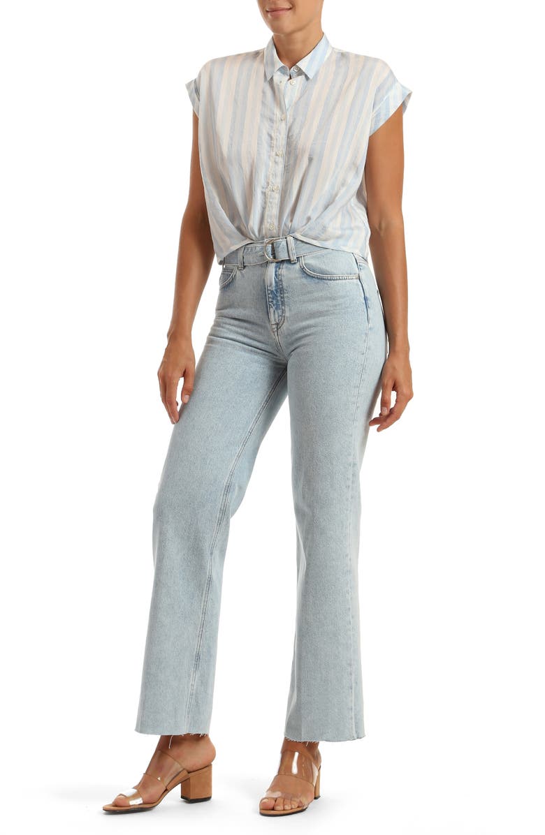 Mavi Jeans Joy Belted Wide Leg Raw Hem Jeans, Alternate, color,