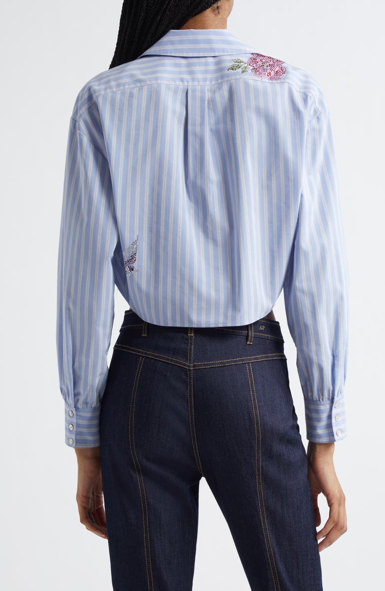 Cinq à Sept Hannah Stripe Embellished Tie Hem Shirt, Alternate, color, Blue Hydrng Multi