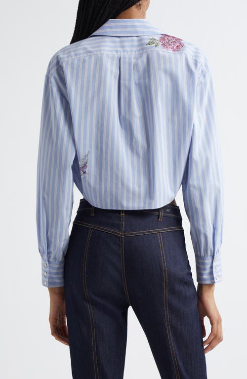 Cinq À Sept Hannah Stripe Embellished Tie Hem Shirt In Blue