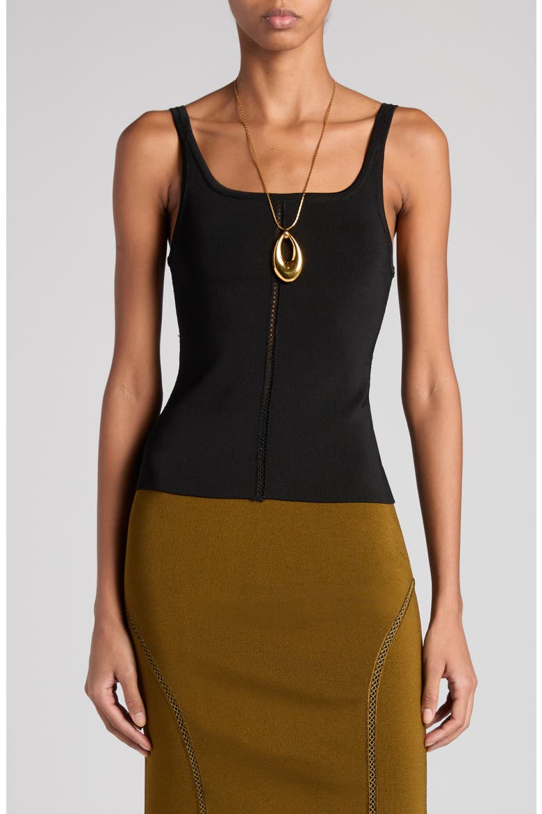 Openwork Embroidery Knit Tank Top, Main, color, BLACK