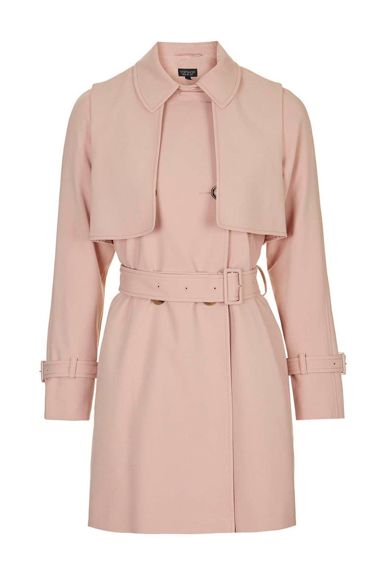 Tailored Double Breasted Coat, Alternate, color, LIGHT PINK