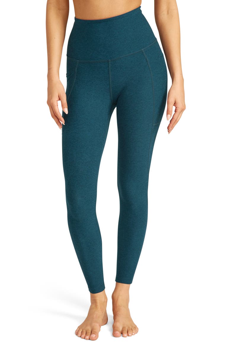 Everyday Space Dye High Waist Pocket Leggings, Main, color, BLUE GEM HEATHER