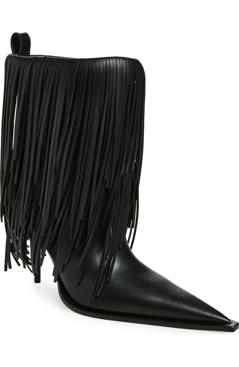 Balenciaga Avenue Fringe Pointed Toe Boot, Main, color, Black