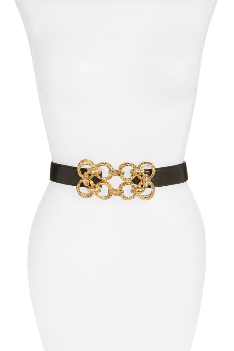Leather Stretch Belt, Main, color, BLACK