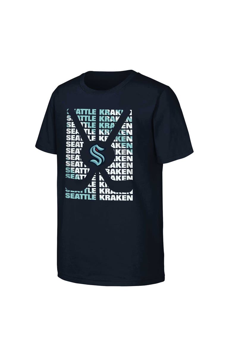 Outerstuff Youth Deep Sea Blue Seattle Kraken Box T-Shirt, Alternate, color, Navy