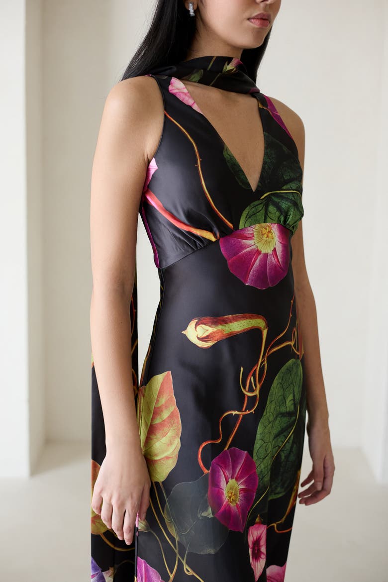 Catalina Silky Gown In Rafflesia, Alternate, color, Rafflesia Noir