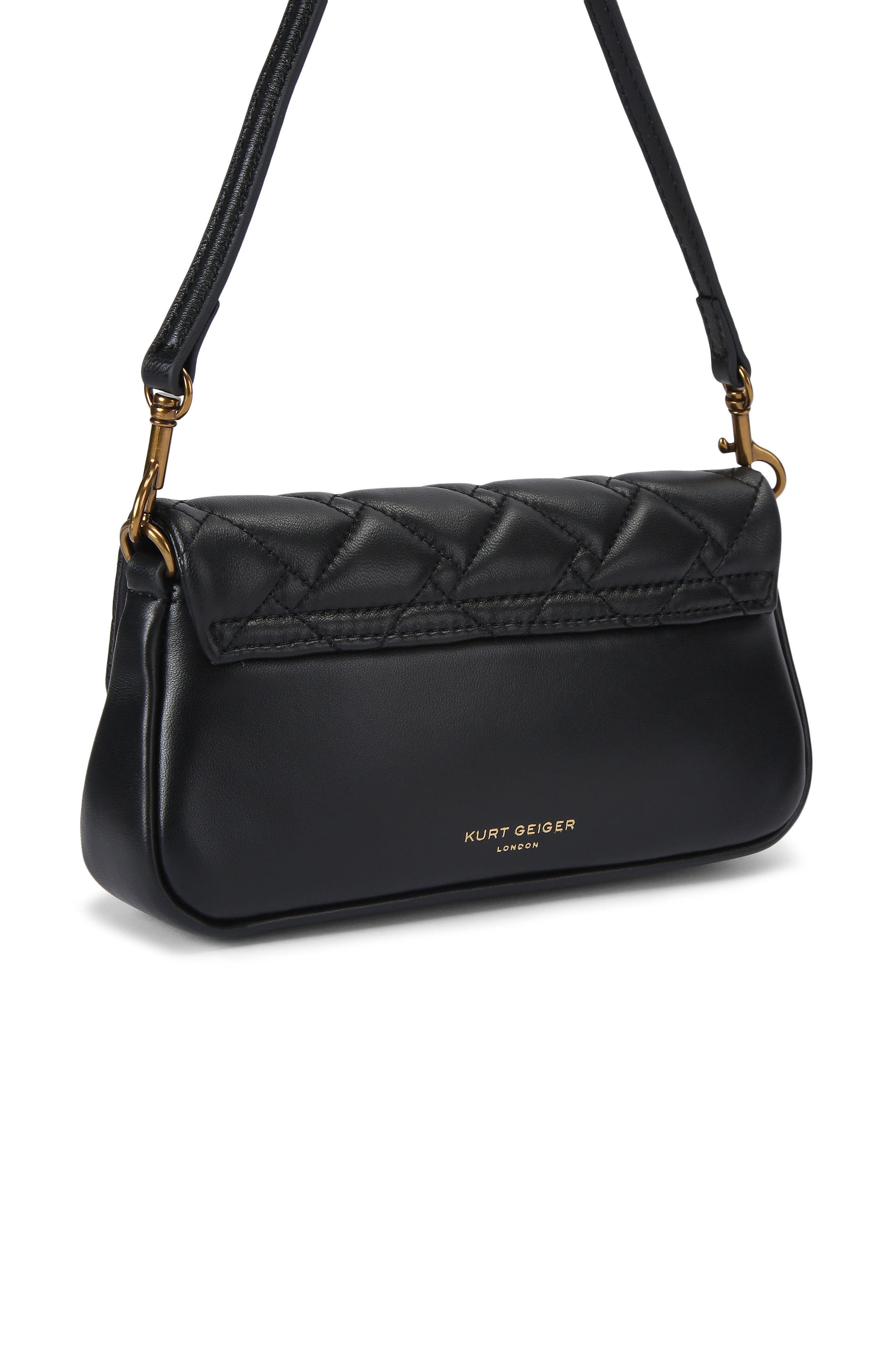 Kurt Geiger London Pickle Quilted Leather Shoulder Bag, Alternate, color, Black