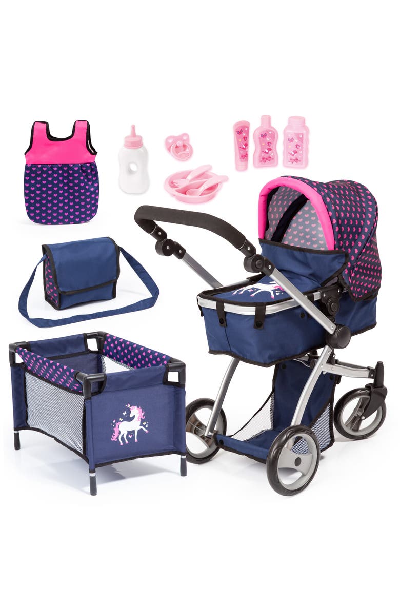 Bayer Design Pram Mega Set, Dolls up to 18", Sleeping Bag & Travel Bag, Main, color, Multicolored
