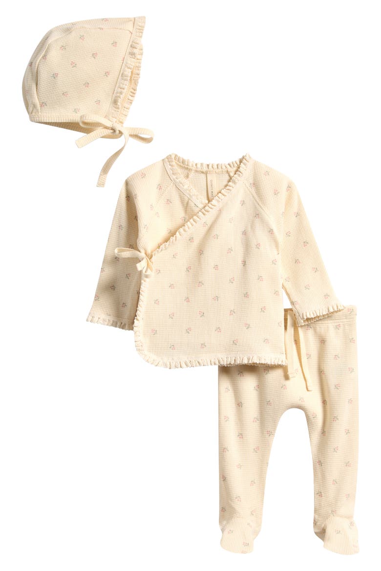 Take Home Organic Cotton Top, Footie Pants & Cap Set, Main, color, NATURAL