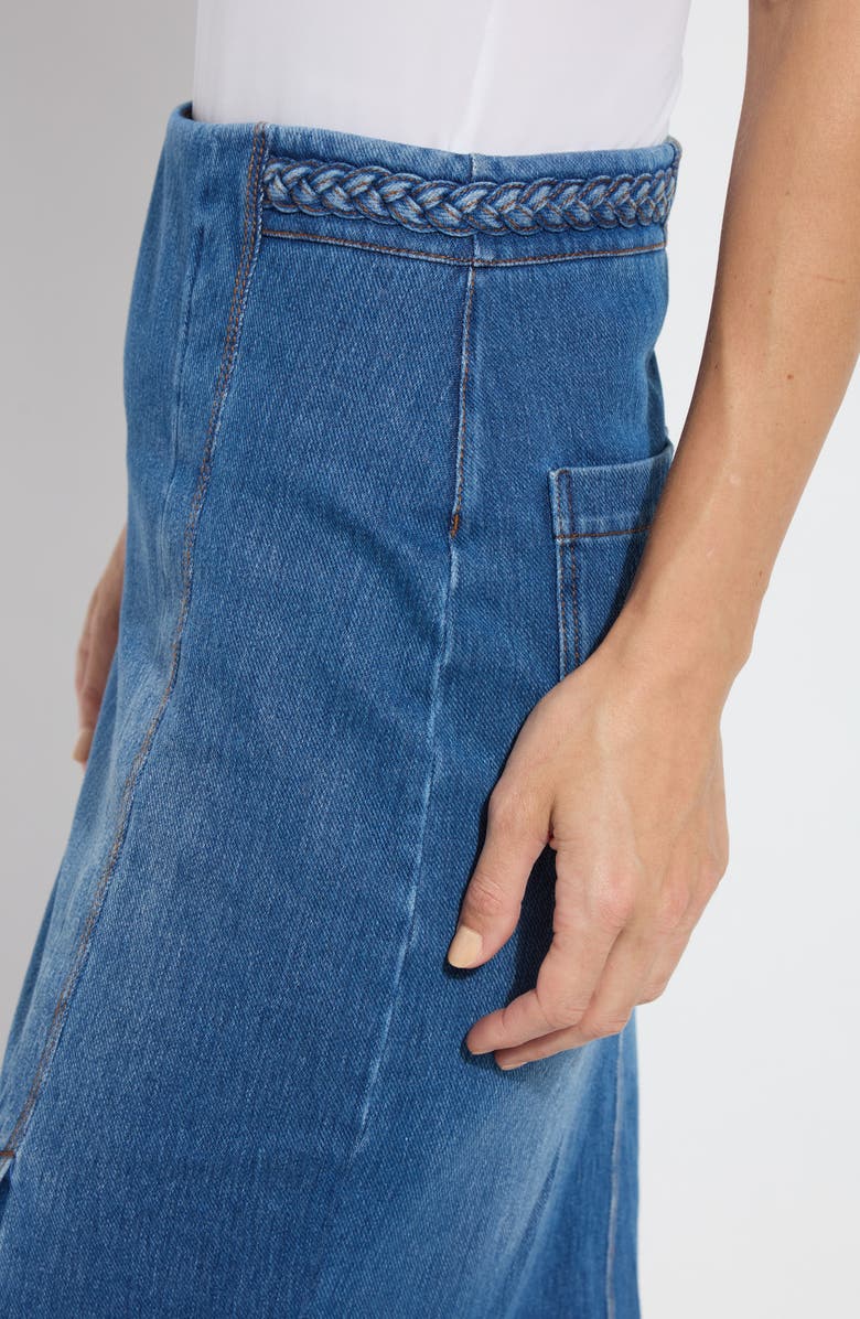 Lysse Tess Braided Denim Pencil Skirt, Alternate, color, Mid Wash