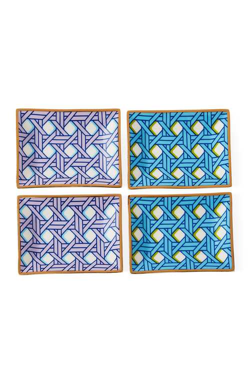 Jonathan Adler Basketweave 4-piece Petite Tray Set In Multi