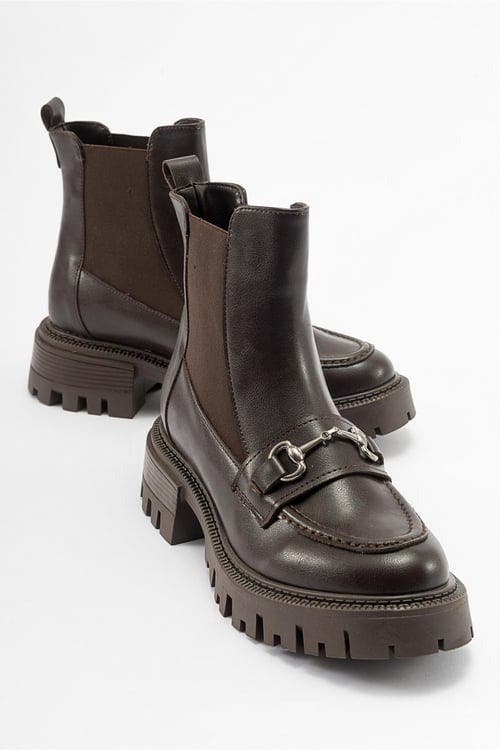 Vesper Buckled Chelsea Boot, Main, color, Brown Faux Leather