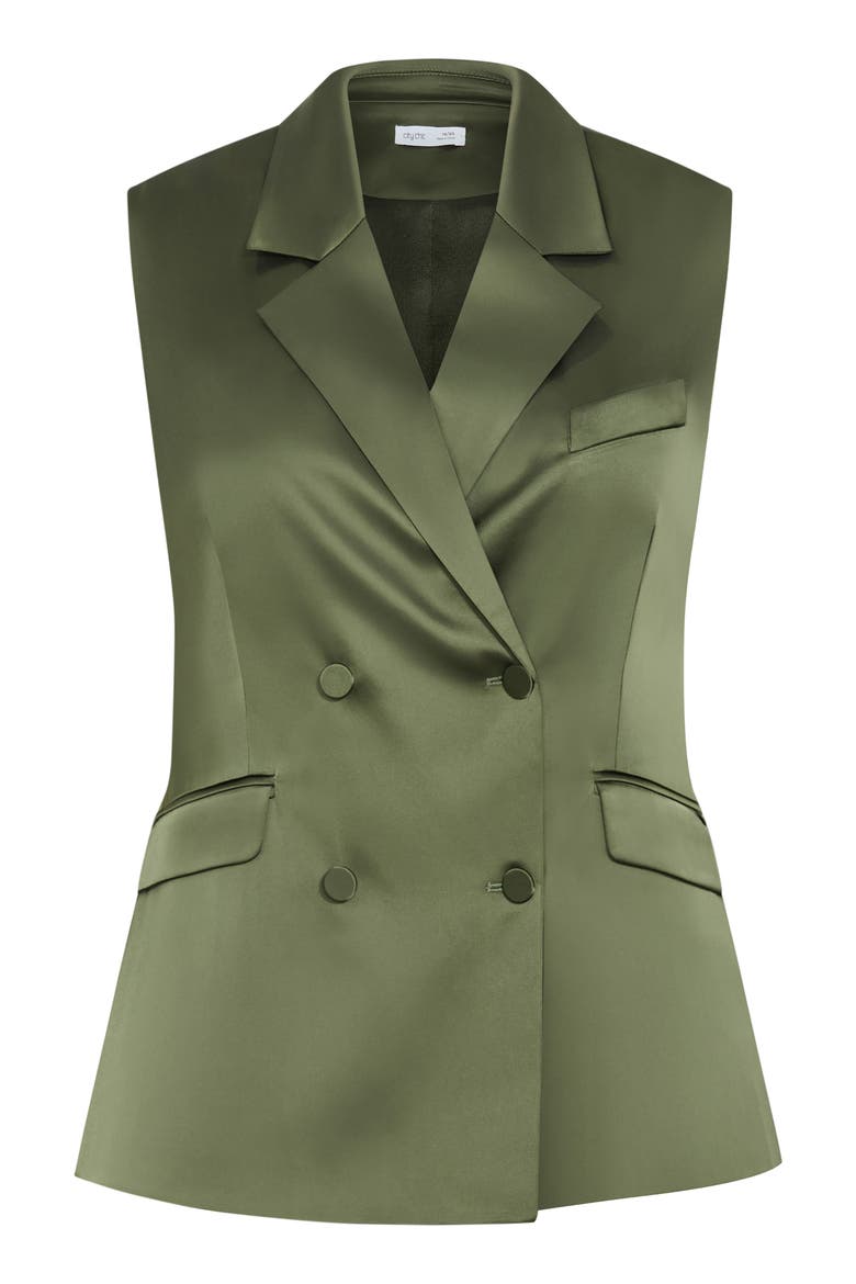 Rylie Double Breasted Vest, Alternate, color, OLIVE