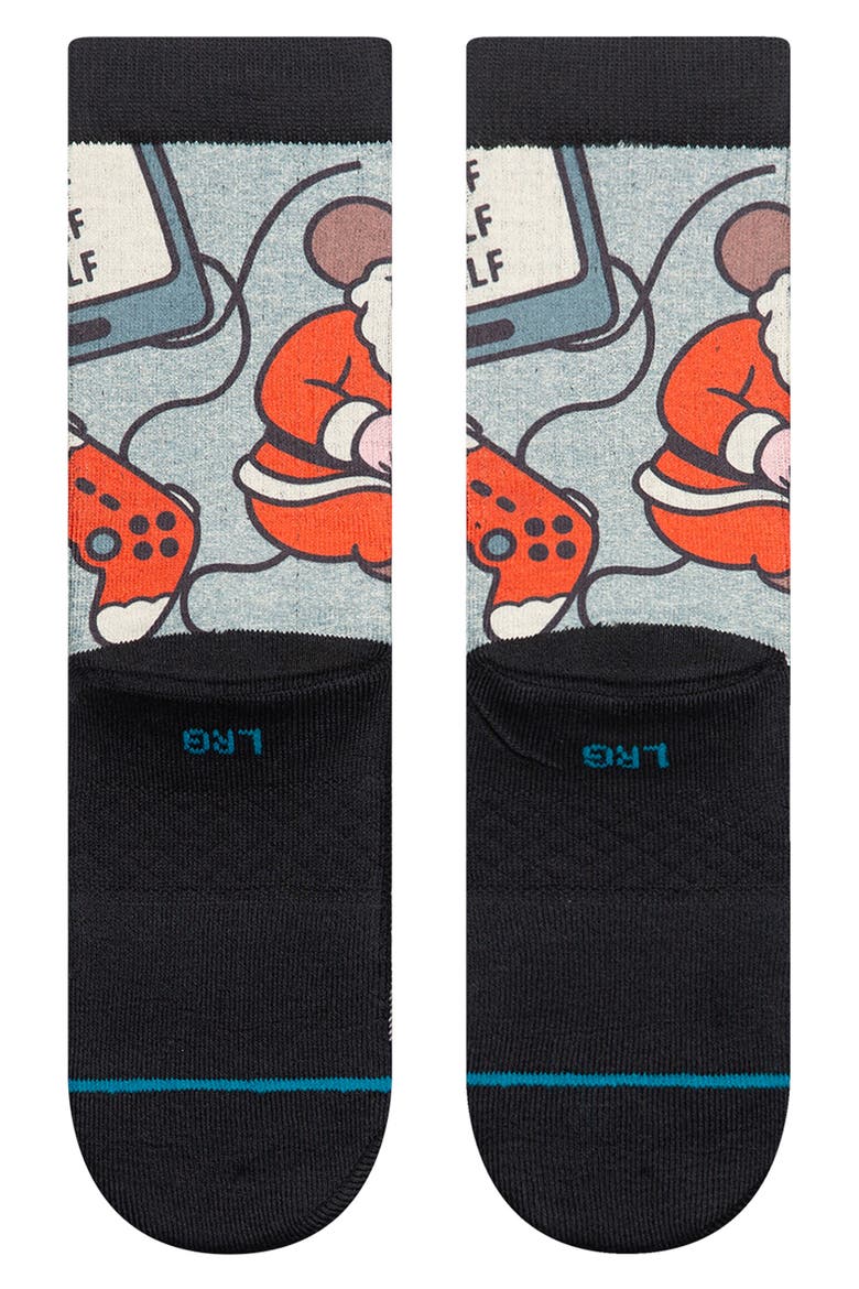 Kids' Santa Cowboy Crew Socks, Alternate, color, BLUE MULTI