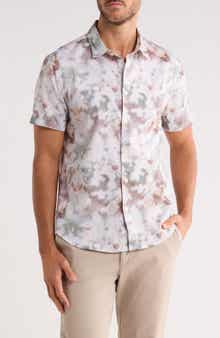 John Varvatos Sean Abstract Woodland Print Short Sleeve Modal Button-Up Shirt