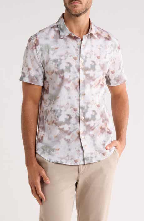 John Varvatos Sean Abstract Woodland Print Short Sleeve Modal Button-Up Shirt