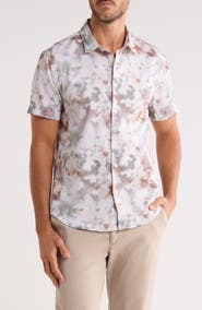 John Varvatos Sean Abstract Woodland Print Short Sleeve Modal Button-Up Shirt