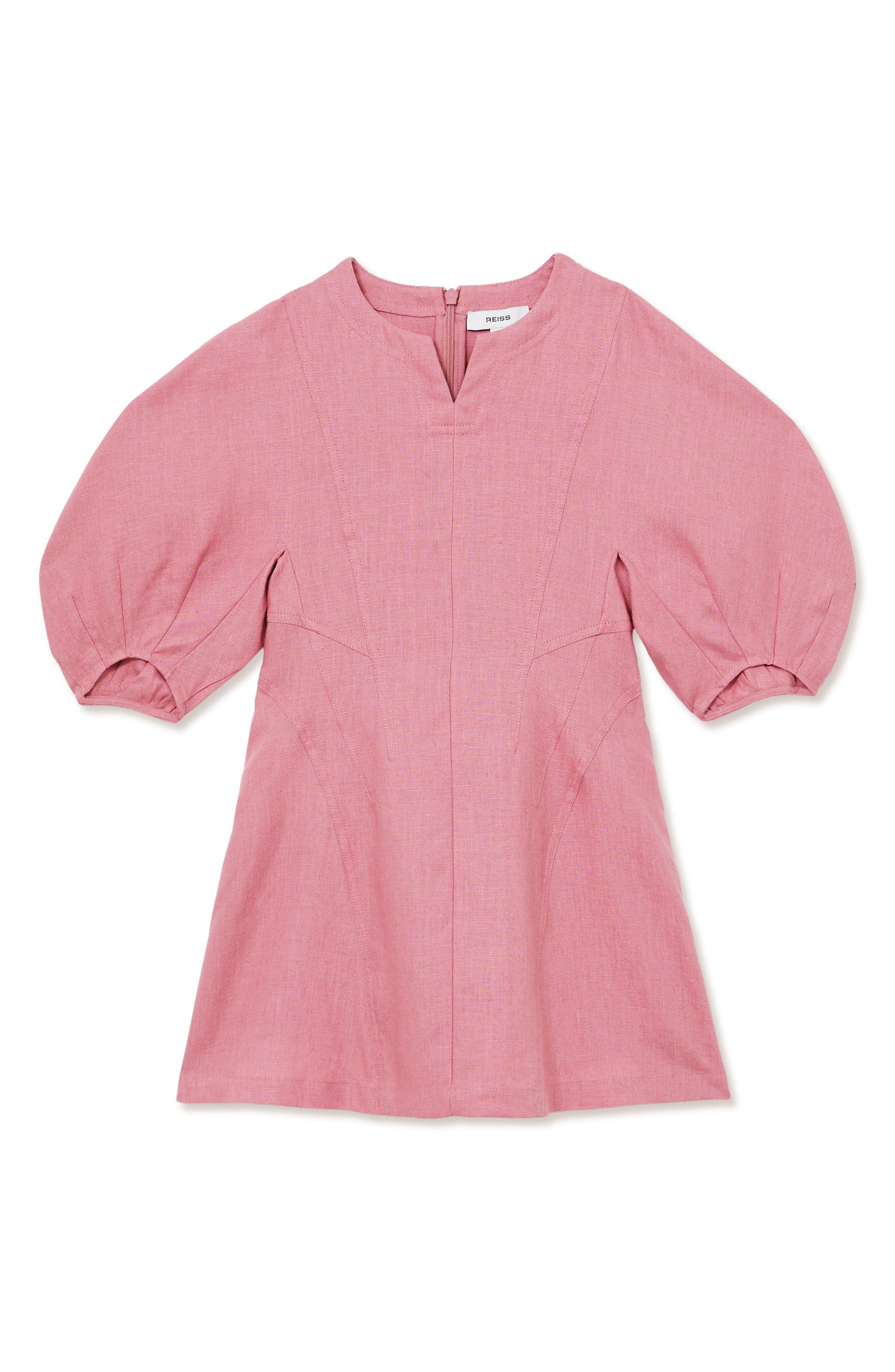 Reiss Kids' Romy Jr. Puff Sleeve Linen Dress