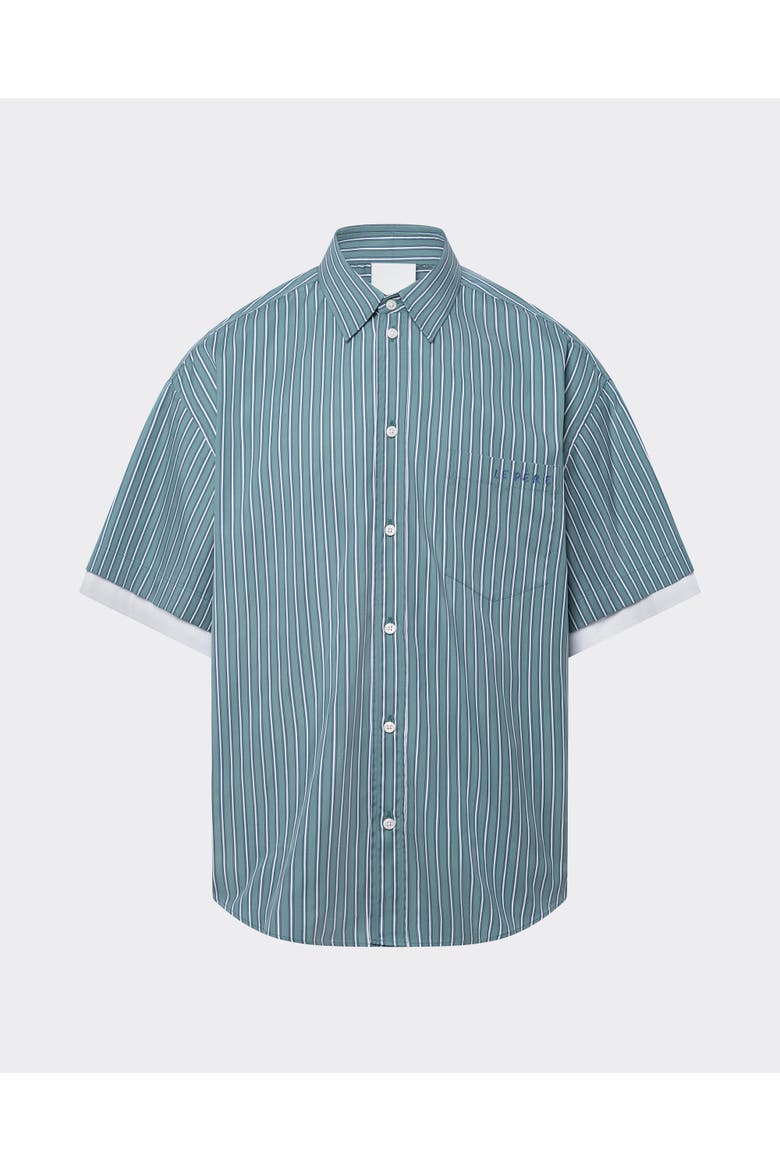 Double Short Sleeve Button Down Shirt, Main, color, Office Green