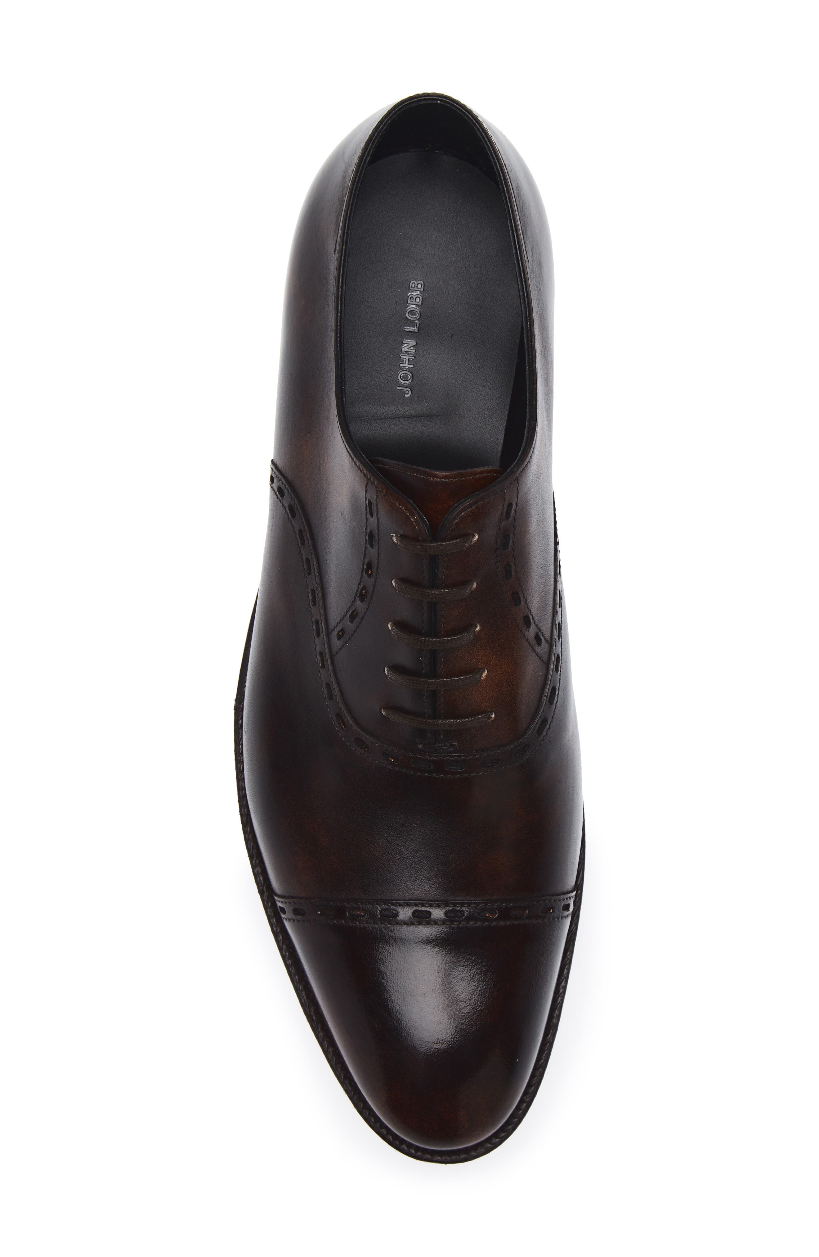 John Lobb Philip II Oval Cap Toe Oxford, Alternate, color, Dark Brown