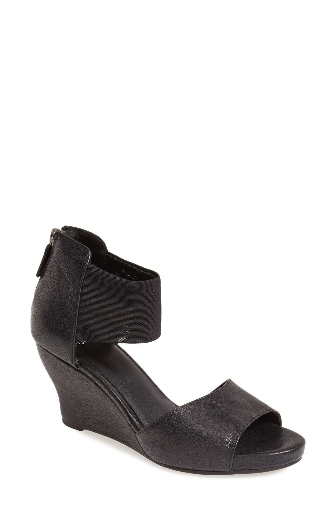'Corona' Wedge Sandal, Main, color, BLACK
