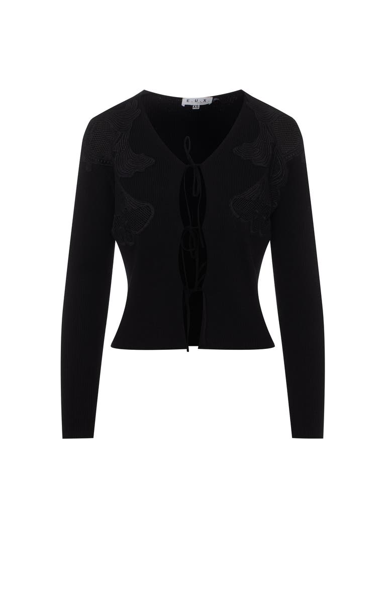 Knit Lace Cardigan - Black, Alternate, color, Black