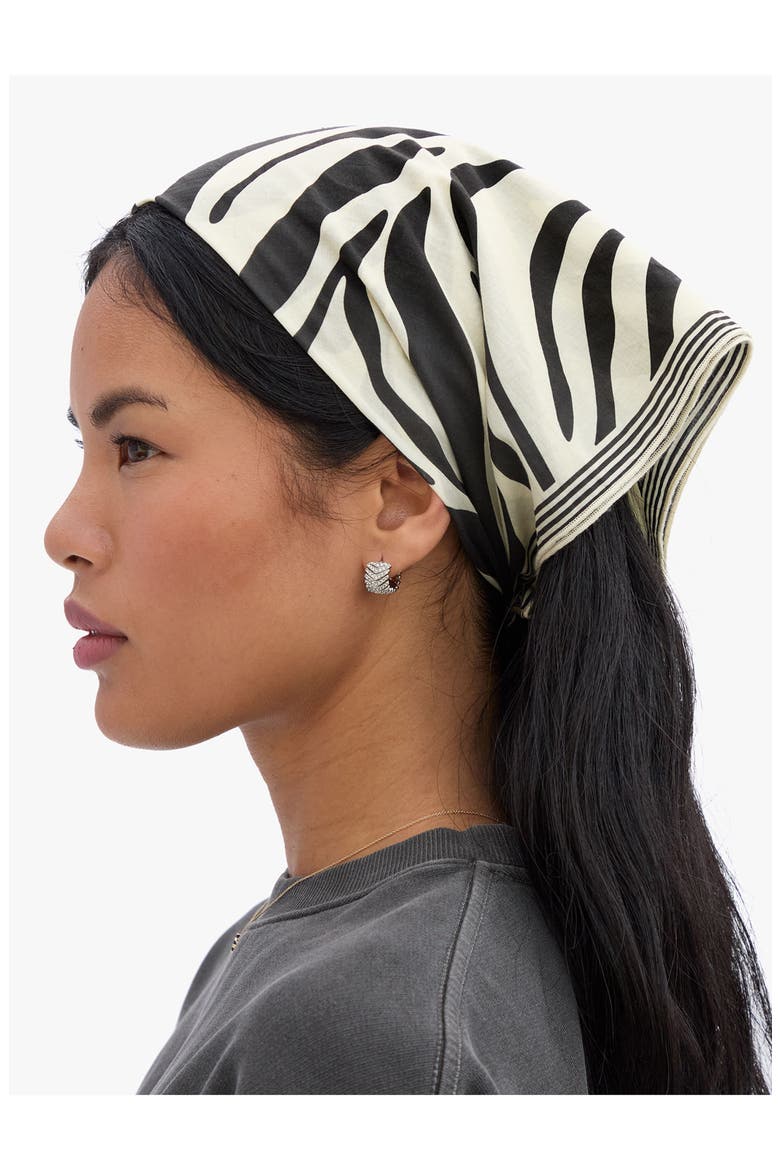 Zebra Stripe Bandana Scarf, Alternate, color, CREAM W BLACK ZEBRA