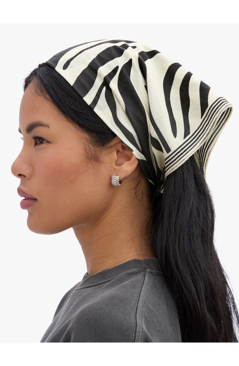 Clare V. Zebra Stripe Bandana Scarf, Alternate, color, Cream W Black Zebra