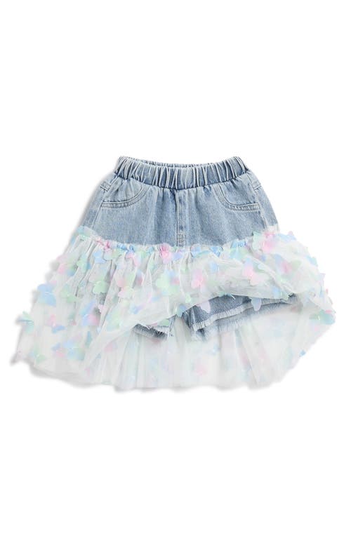 DOE A DEAR DOE A DEAR KIDS' BUTTERFLY MESH LAYER DENIM SHORTS 