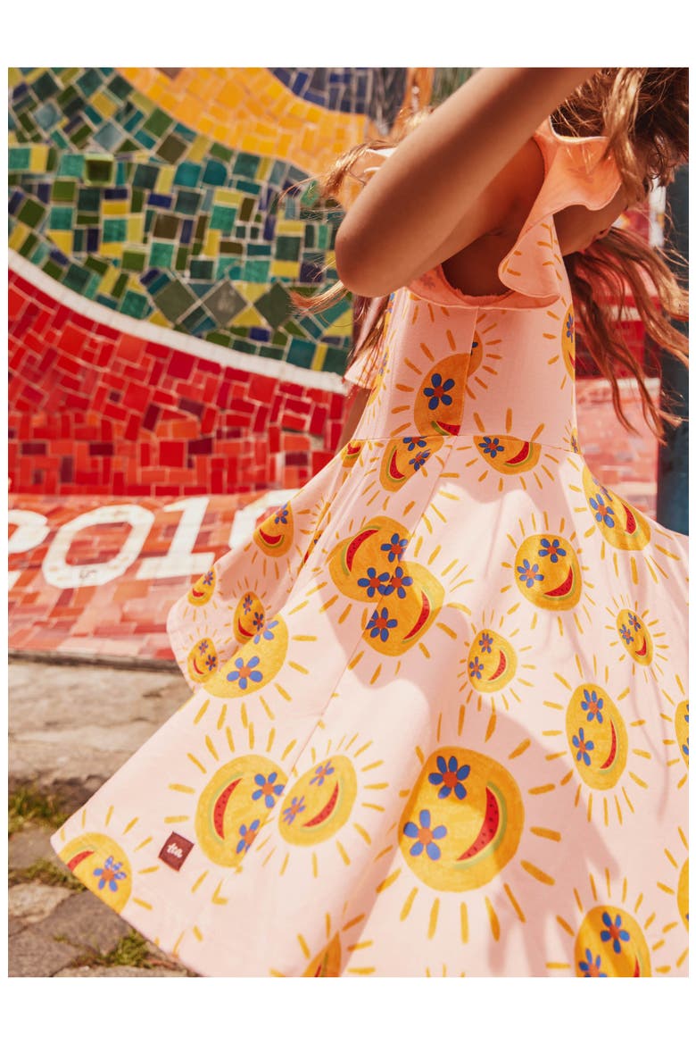 Flutter Sleeve Twirl Dress, Alternate, color, Smiley Sun