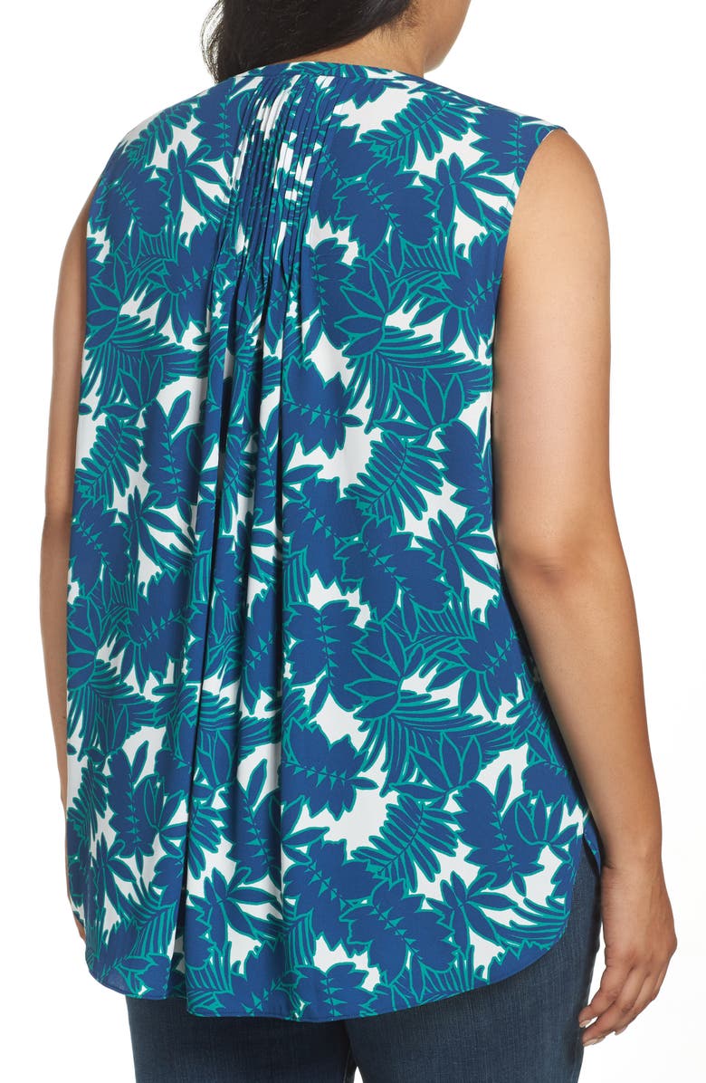 NYDJ Print Sleeveless Pleat Back Top, Alternate, color, Fuji Forest