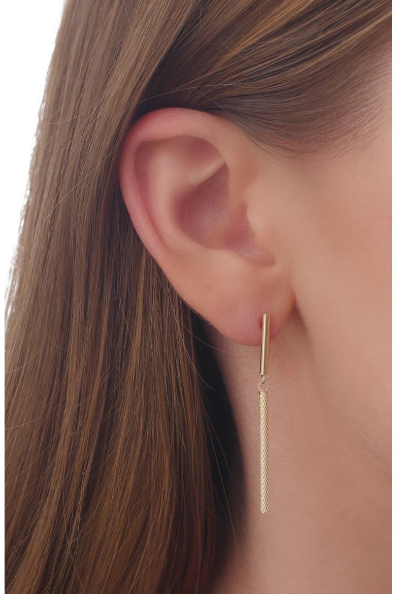 14K Gold Cylinder Linear Drop Earrings (Nordstrom Exclusive), Alternate, color, YELLOW GOLD