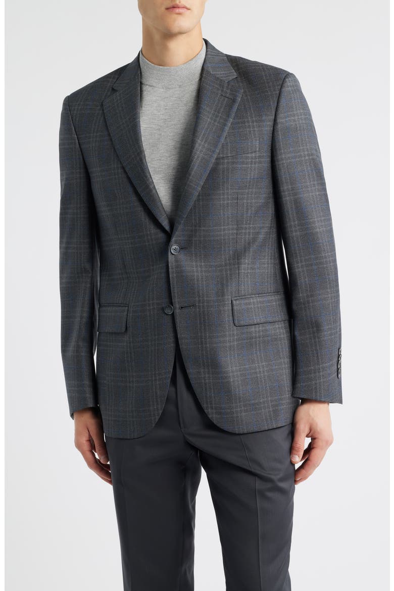 Flynn Classic Fit Plaid Wool Sport Coat, Main, color, CHARCOAL
