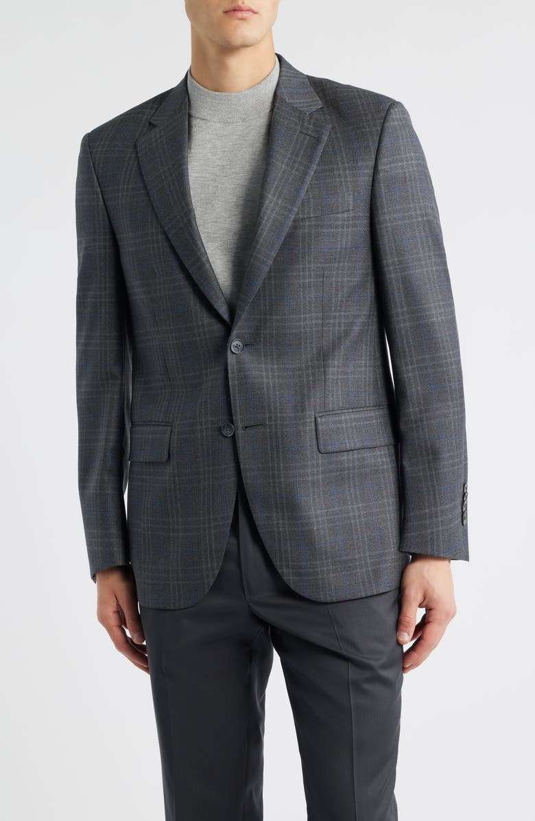 Peter Millar Flynn Classic Fit Plaid Wool Sport Coat, Main, color, Charcoal