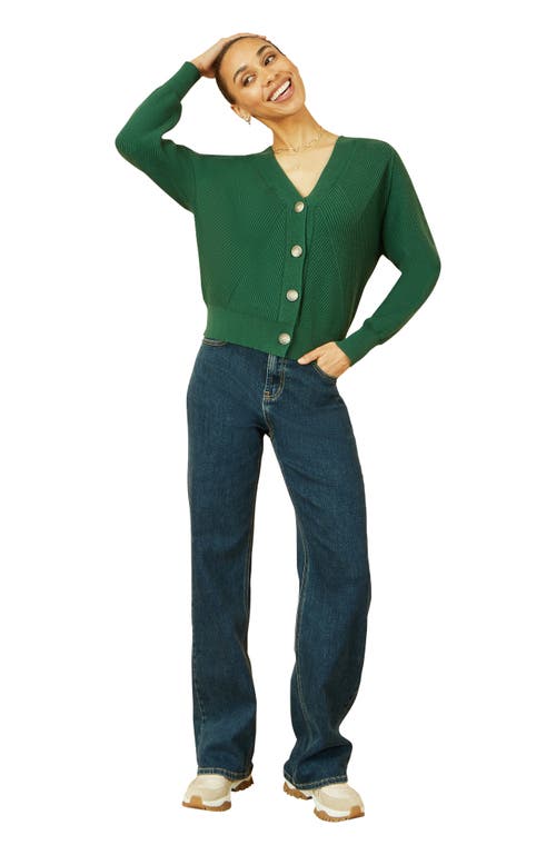 Yumi Knitted Stitch Detail Cardigan In Green