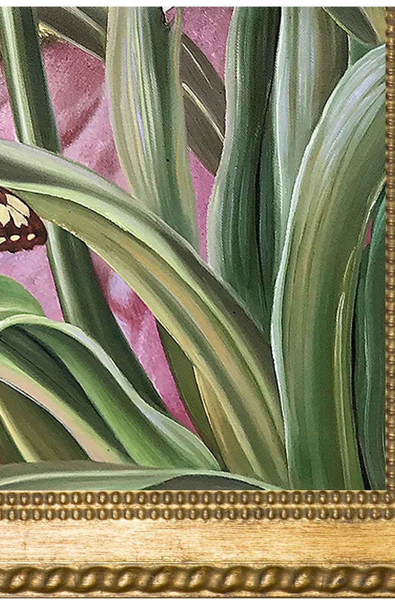 OVERSTOCK ART Blue Lily and Large Butterfly by Marianne North Framed Hand Painted Oil on Canvas, Alternate, color,