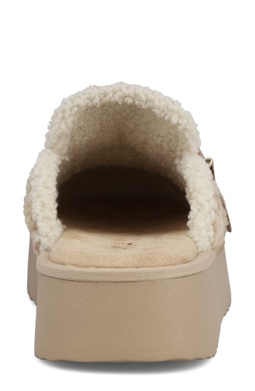 Mia Sugary Faux Shearling Platform Mule In Brown